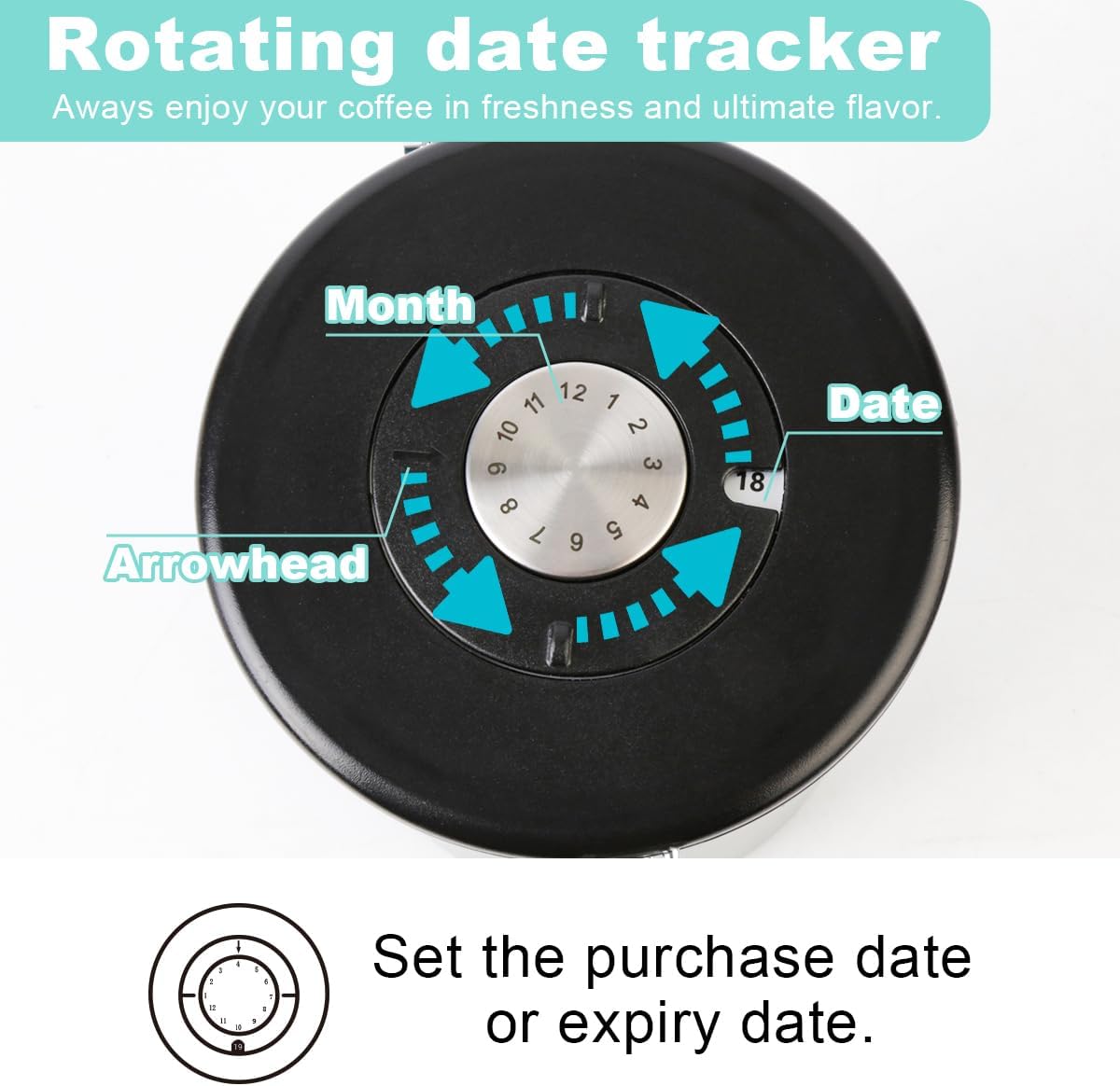 Coffee Canister Airtight Storage Container Stainless Steel Air Tight Coffee Jar with Scoop, Date Tracker CO2 Release Valve for Dry Food, Beans, Ground, Tea, Flour, Cereal and Sugar (1.8L,Green,2Pcs)