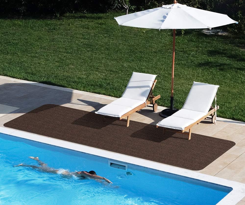 House, Home and More Indoor Outdoor Double-Ribbed Carpet Runner with Skid-Resistant Rubber Backing - Bittersweet Brown - 4 Feet x 50 Feet