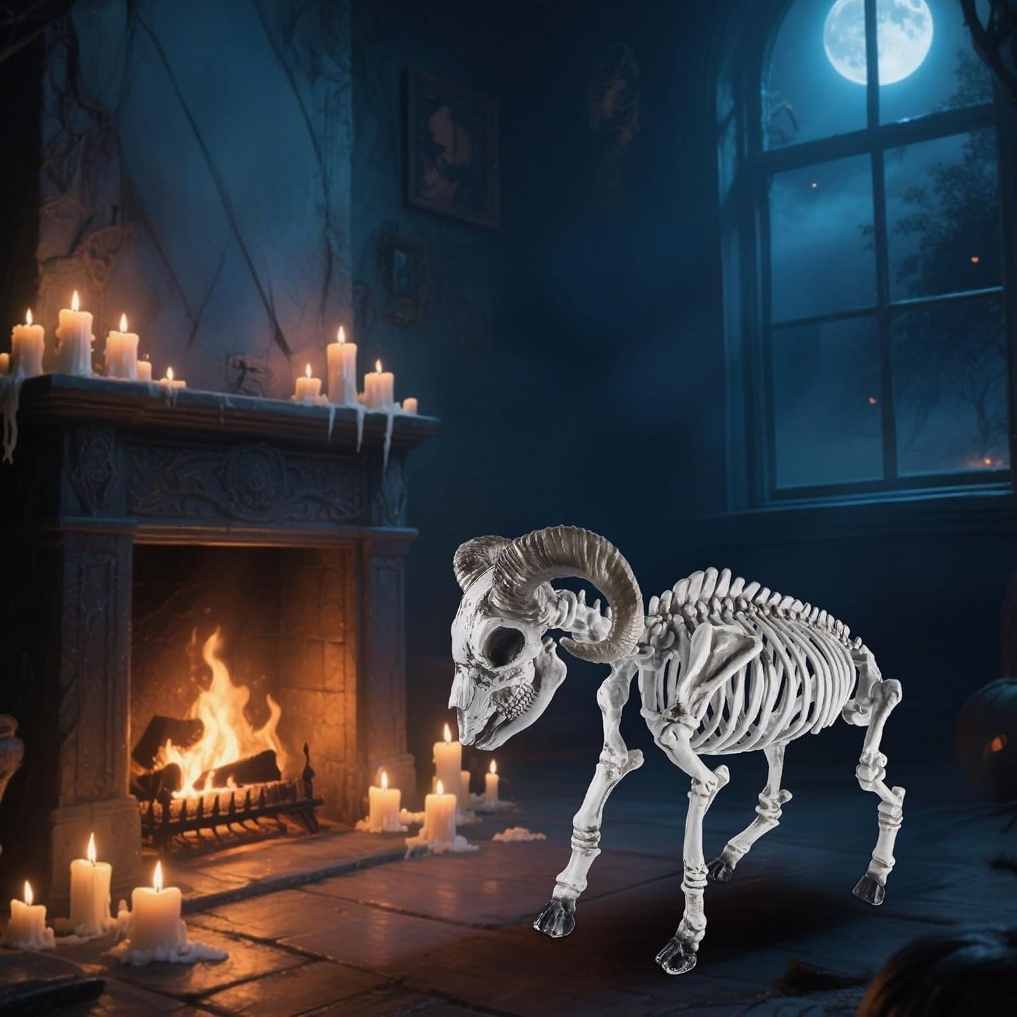 DR.DUDU Goat Skeletons Halloween Decorations – 26 Inch Long Life Size Skeleton Animals for Outdoor, Yard, Lawn Decor - Realistic Farm Skeleton Goat Party Props Scary Halloween Décor