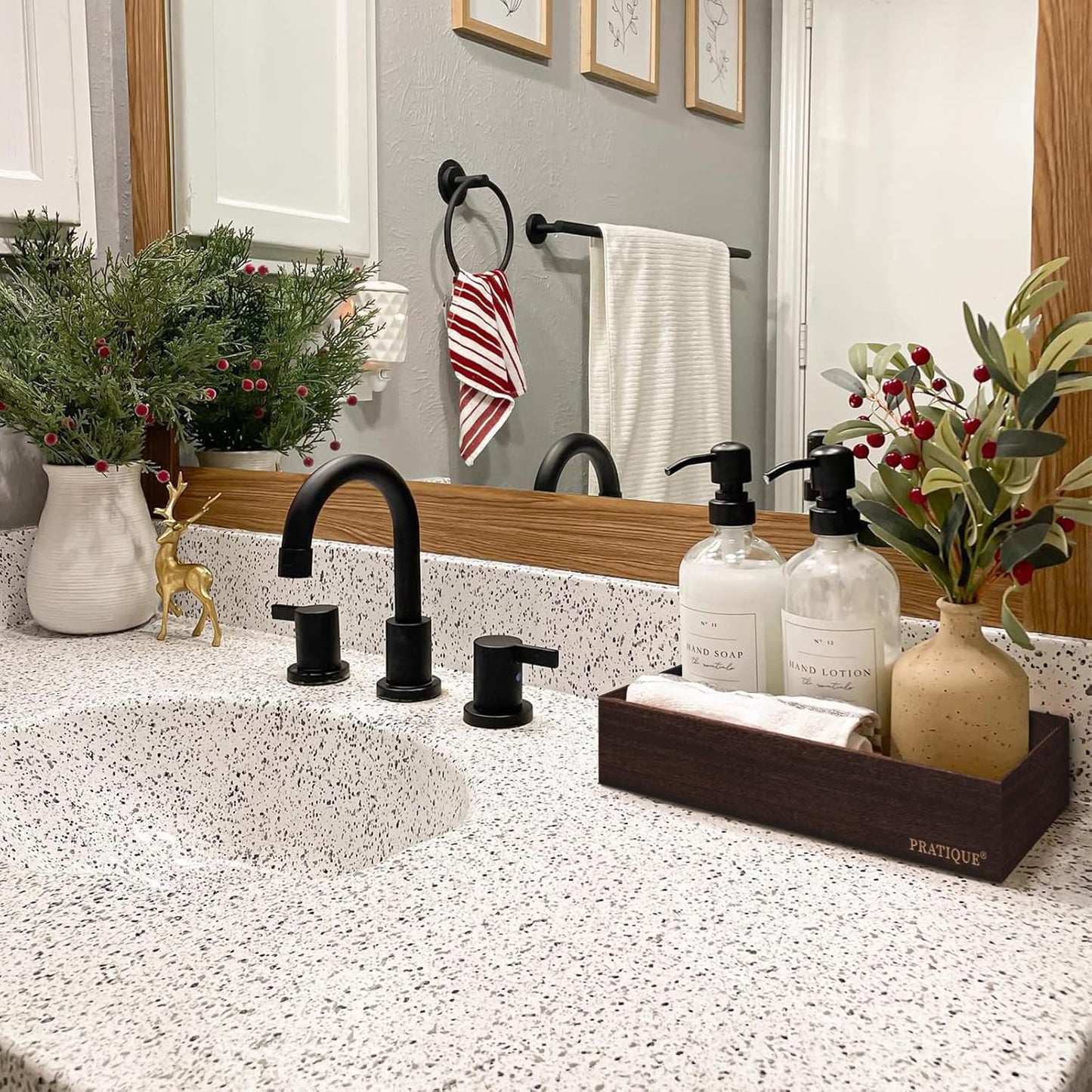 Bamboo Drawer Organizer - Kitchen Utensil Organizer Silverware Tray Cutlery Holder,Office Desk Supplies and Accessories,12 * 3 * 2.6inch,Nut-brown