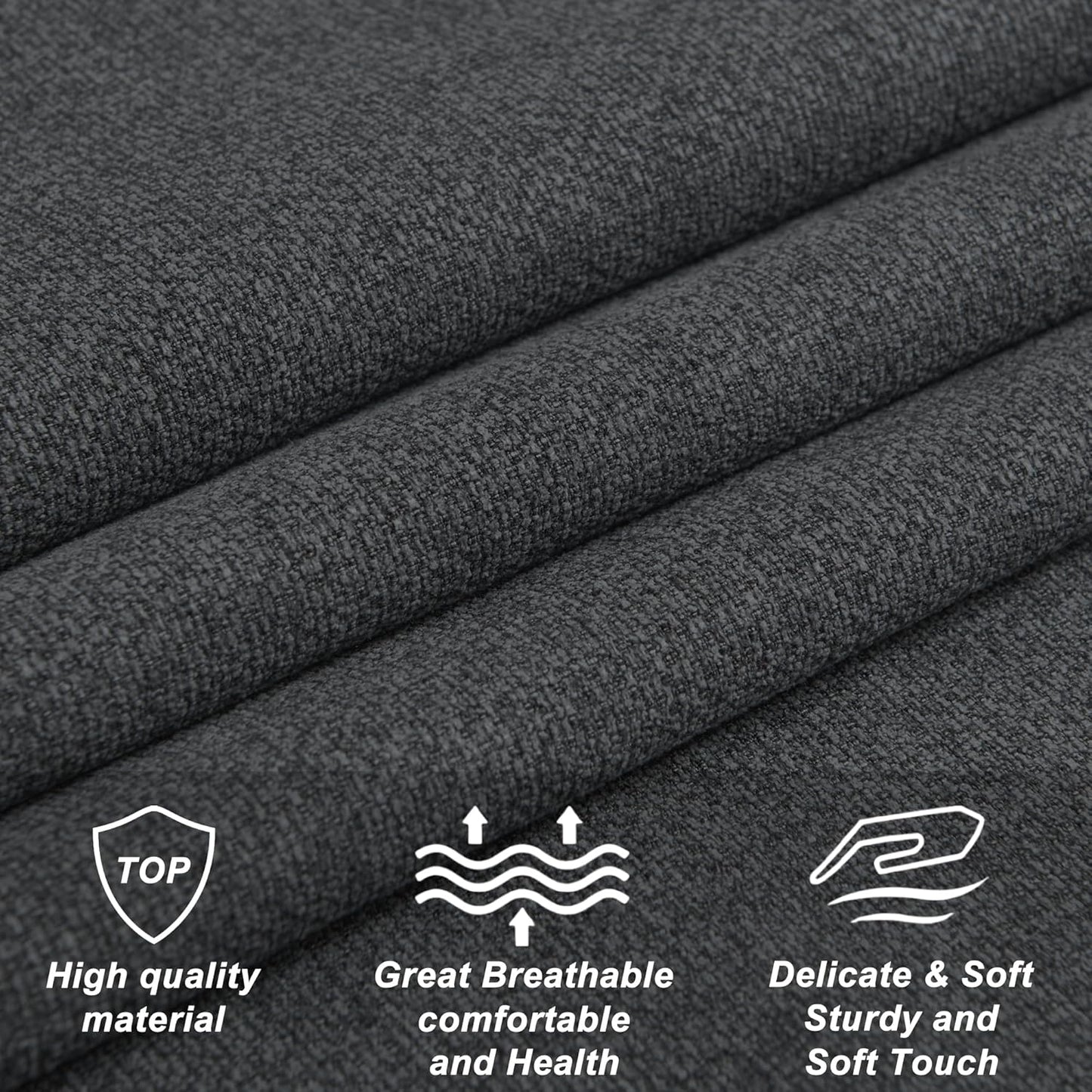 Storage Ottoman Bench for Bedroom, Linen 52" End of Bed Bench with Rolled Arms Upholstered Ottoman Bench Fit for Bedroom, Living Room, Entryway, Dark Gray