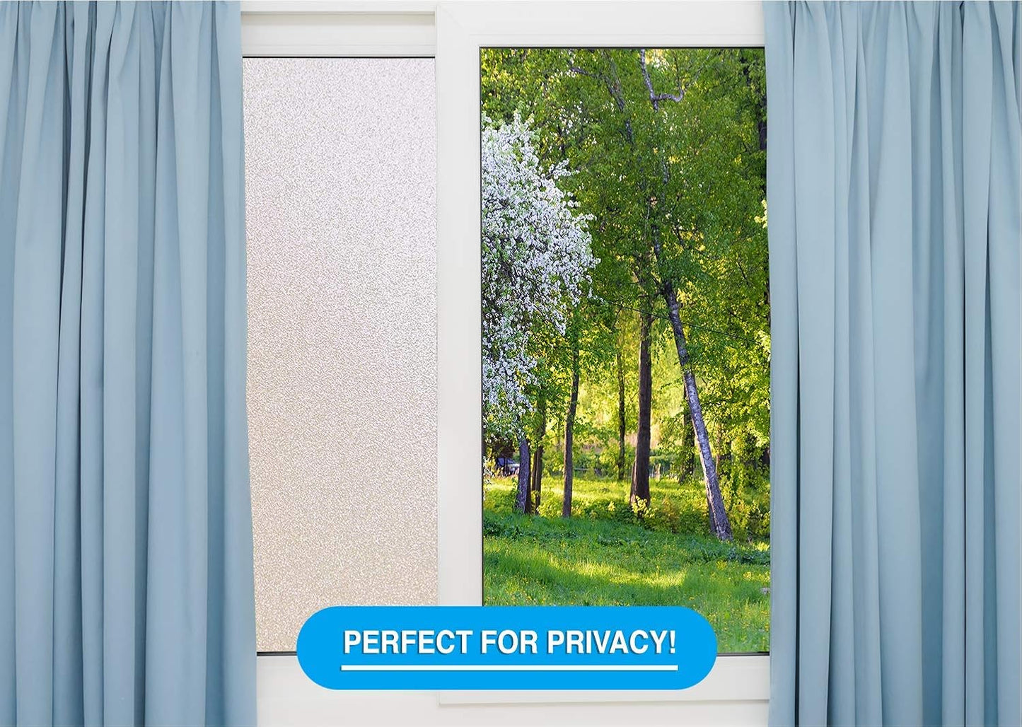 Privacy Window Film: Translucent Static Cling Treatment for Home Security and Decorative Frosted Glass Effect - No Residue, Heat Control, UV Prevention, Easy Removal (Winter Frost, 17.5 x 72 inches)