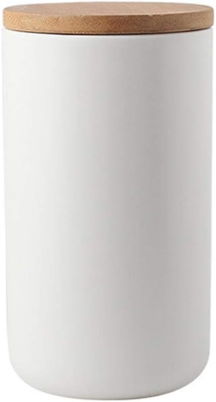 MilkyWay Food Storage Jar Strong Ceramic Storage Canisters with Airtight Seal Bamboo Lid Modern Design Seal Damp-Proof Kitchen Jar for Coffee, Tea, Spice and More (White(L: 34oz/1000ml))