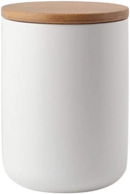 MilkyWay Food Storage Jar Strong Ceramic Storage Canisters with Airtight Seal Bamboo Lid Modern Design Seal Damp-Proof Kitchen Jar for Coffee, Tea, Spice and More (White(M: 27oz/800ml))