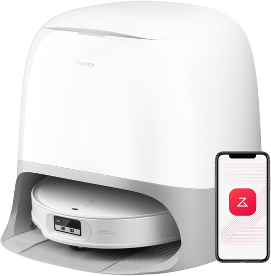 roborock Qrevo CurvX Robot Vacuum and Mop, 22,000Pa Suction, 3.14’’ Ultra Slim, Dual Anti-Tangle System, Reactive AI Obstacle Recognition, AdaptiLift Chassis, Auto Hot Water Mop Washing & Drying