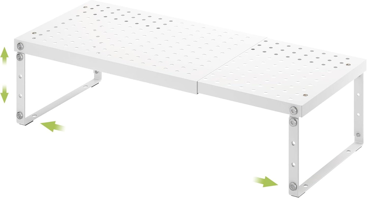 Expandable Cabinet Organizer Shelf With Adjustable Height, Stackable Kitchen Countertop Organizer Rack, Adjustable Shelf Riser For Kitchen Counter, Pantry, Cupboard, Desk, Tabletop