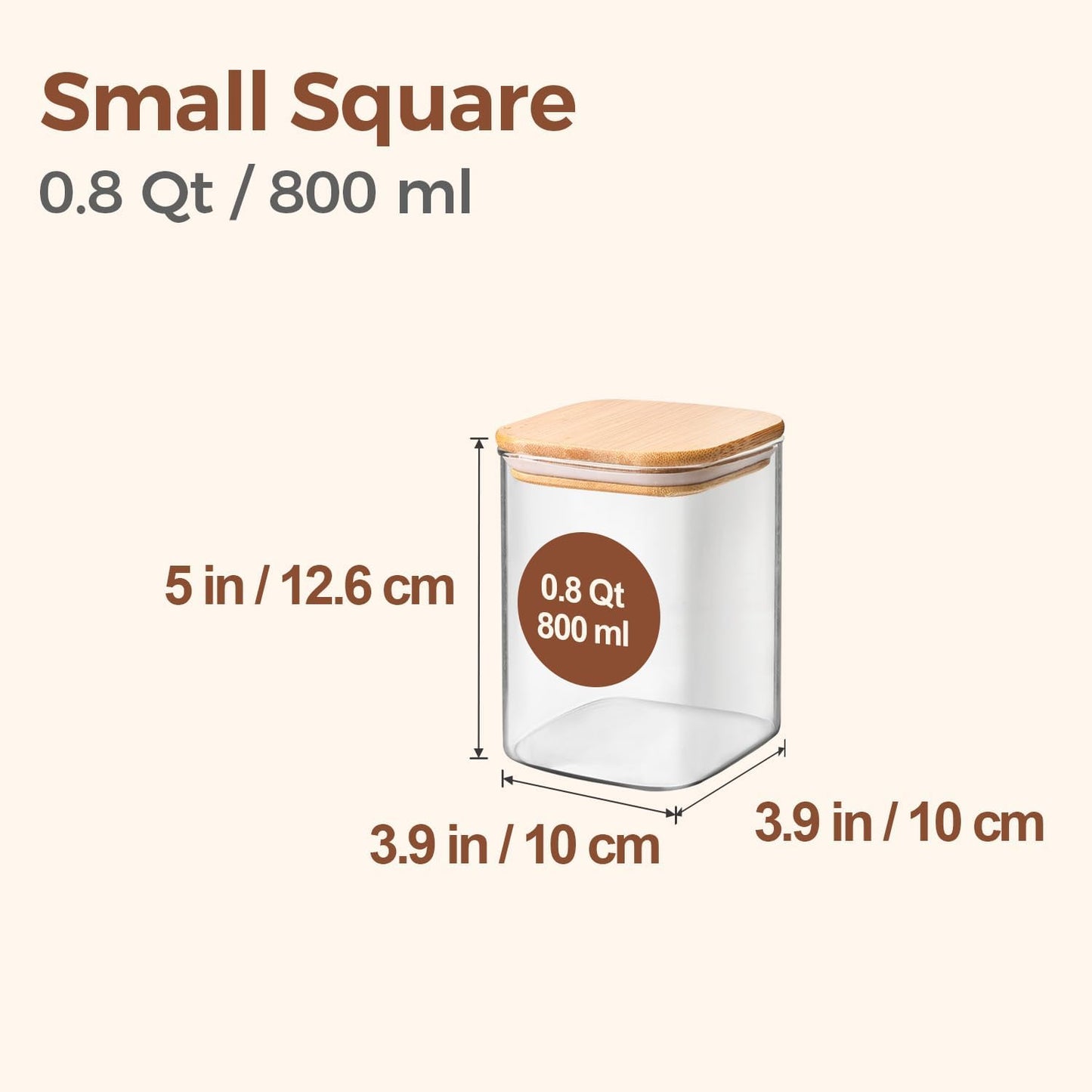 ComSaf 0.8 Qt Glass Food Storage Jars Set of 6, Clear Storage Containers with Airtight Lids, Pantry Organization Jar, Spice Jar, Blooming Tea, Oat, Coffee and Sugar Container, Canister Set for Kitchen