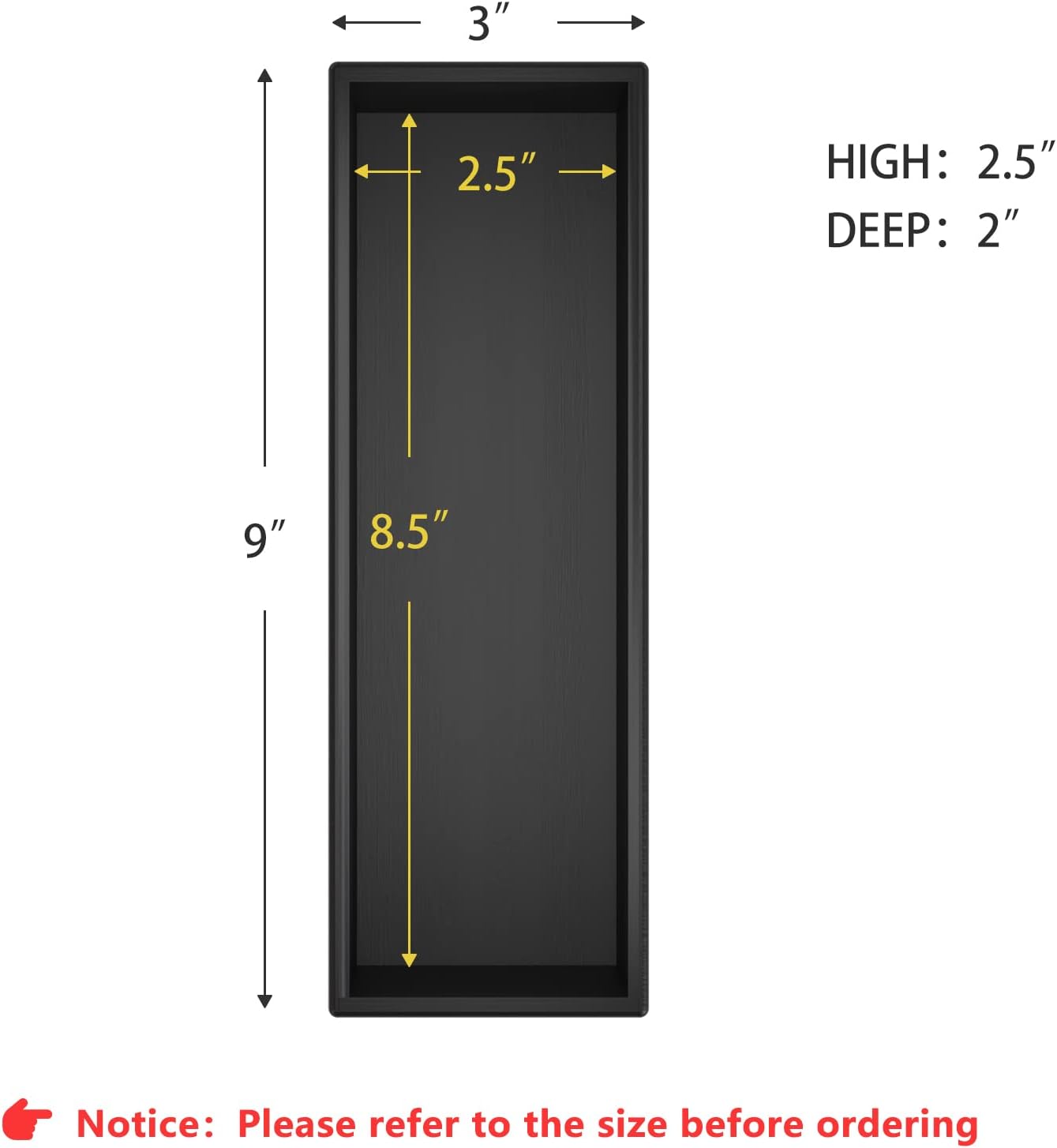 Black Bamboo Drawer Organizer - Silverware&Utensil Holder Organizer for Kitchen Drawers, Multi-Use Drawer Dividers Boxes for Bathroom Counter，Cabinet, Garage, Office Desk, Makeup, Jewelry (9"3"2.5")