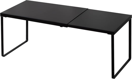 Nxconsu Cabinet Shelf Expandable Organizer Riser Rack for Kitchen Pantry Cupboard Under Sink Countertop Home Organization Extra Storage Space Saver Heavy Duty Metal Edgeless Design Black