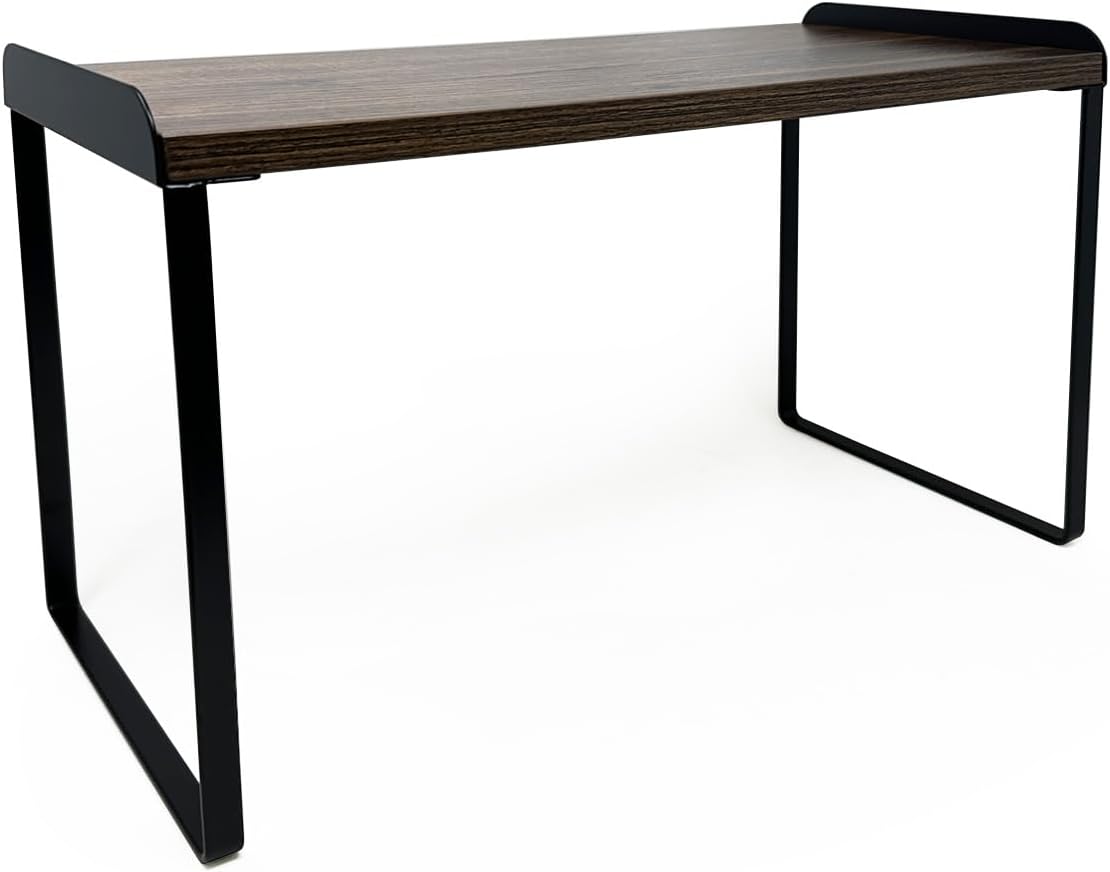 Mitus Shelf Organizer and Storage, Tiered Wood Cabinet Rack for The Kitchen Counter, Bathroom Counter, Pantry Cupboard, Office Desk Bookshelf, 16" Wide Walnut Brown and Black (Large)