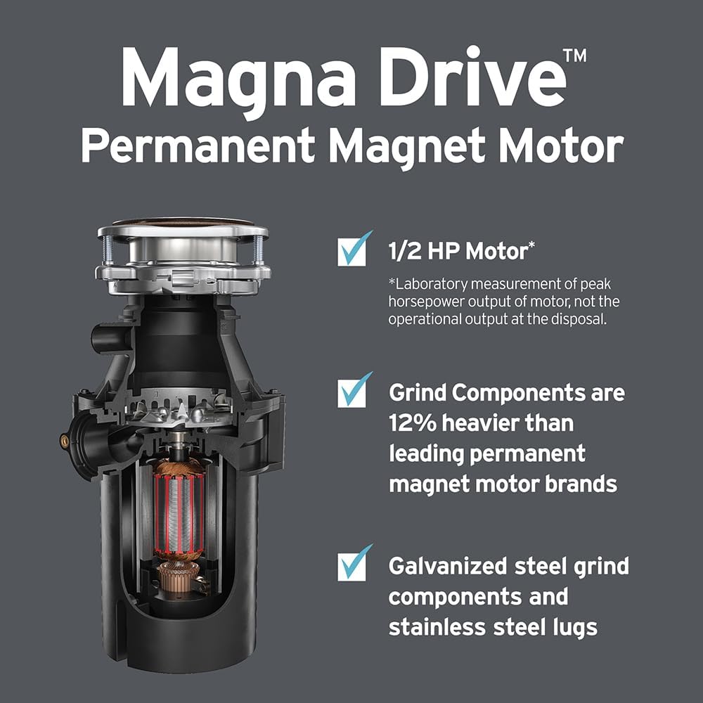 InSinkErator Essentials ES50 Kitchen Garbage Disposal with Power Cord, 1/2 HP Motor Continuous Feed Food Waste Disposer, ES50 W/C