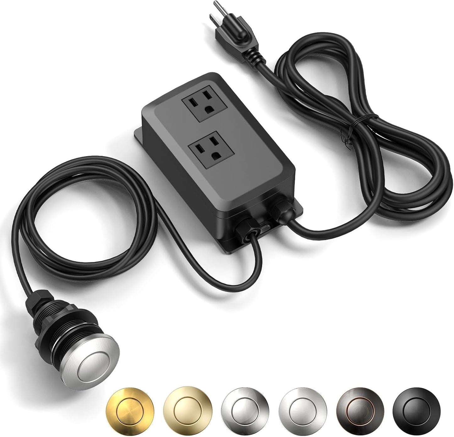 Garbage Disposal Air Switch Kit -Professional- Dual Outlet, Sink Top Waste Disposer On/Off, Garbage Disposal Button, UL Listed