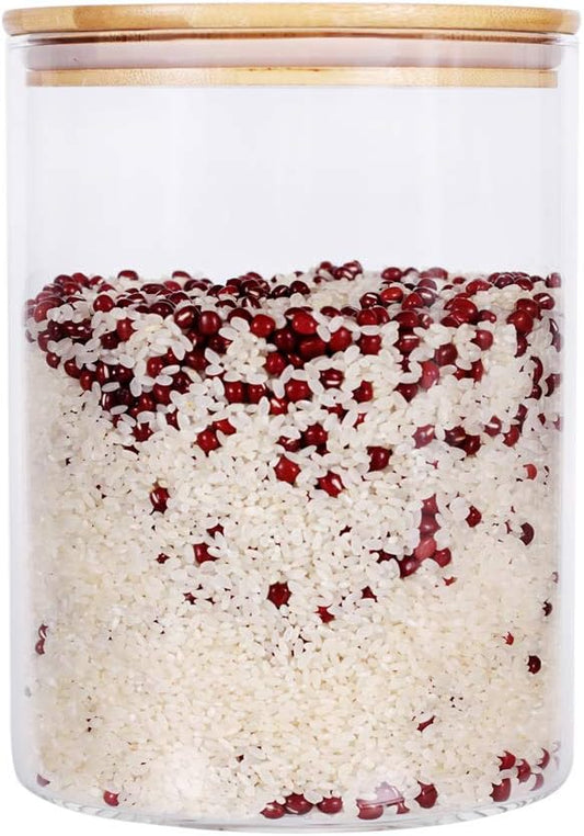 Large Glass Food Storage Container, 100 FL OZ (3000ml) Glass Food Canister with Airtight Bamboo Lids for Your Pantry, BPA-Free Cereal Dispenser Jars for Spaghetti Pasta, Powder, Tea, Coffee
