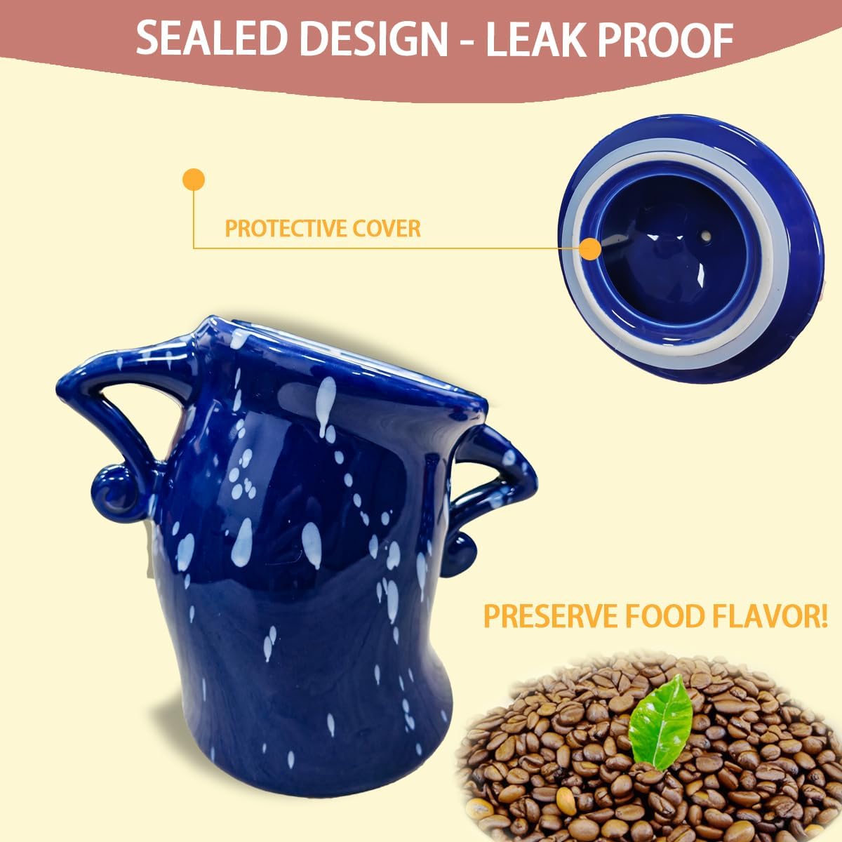 Ceramic Kitchen Canister with Silicone Seal Lid,Modern Elegant Design Airtight Lid Storage Food Jar Canister for Kitchen Sugar Coffee Tea Spice or More (Olive green)