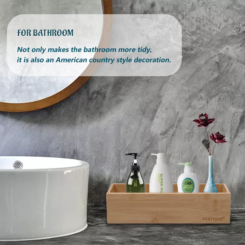 Bamboo Drawer Organizer - Kitchen Utensil Organizer Silverware Tray Cutlery Holder，Office Desk Supplies and Accessories (12x5.9x2.6 inch)