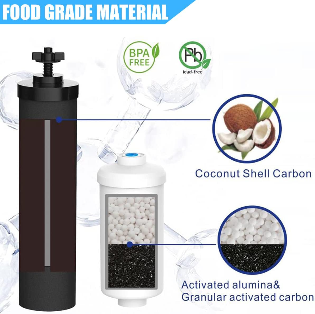 Water Filter Replacement Compatible with Big Berkey® Gravity Filter System Parts and Accessories, NSF/ANSI 42&372 Certified (4 Pack) BB9-2® Black Water Filters Cartridges