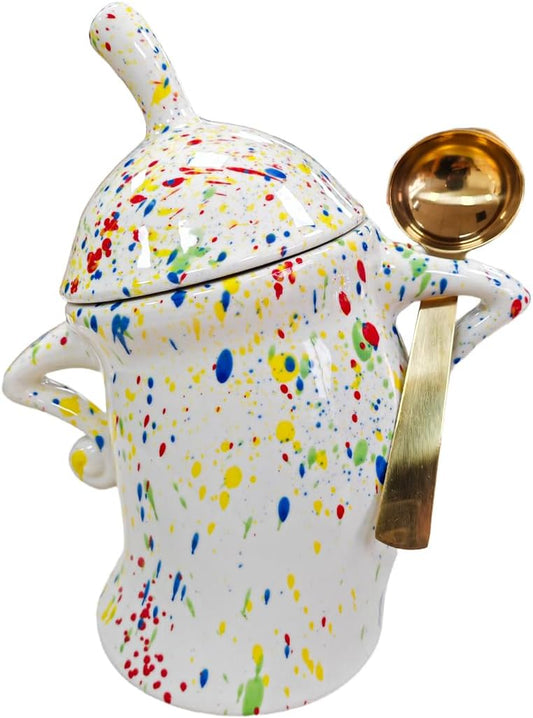 Ceramic Kitchen Canister with Silicone Seal Lid,Modern Elegant Design Airtight Lid Storage Food Jar Canister for Kitchen Sugar Coffee Tea Spice or More (Colorful)