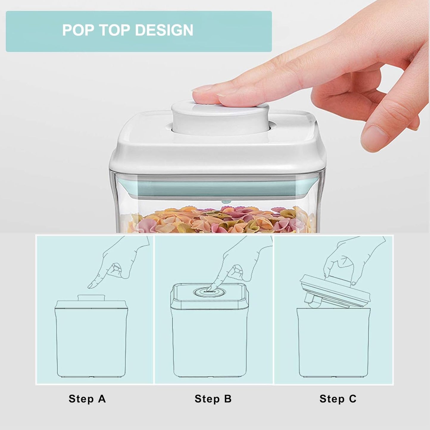Pop Containers with Lids - Stackable Airtight Food Storage, Kitchen Pantry Storage Containers for Snacks Candy Salt Herbs Spices BPA-Free (8PCS (1.2 + 2.0 + 2.7 + 3.3 Qt) * 2)
