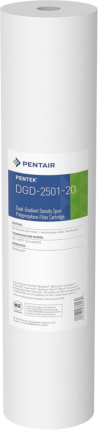 Pentair Pentek Big Blue Filter Housing Bundle with Water Filter Cartridge | Heavy Duty Whole House Filtration
