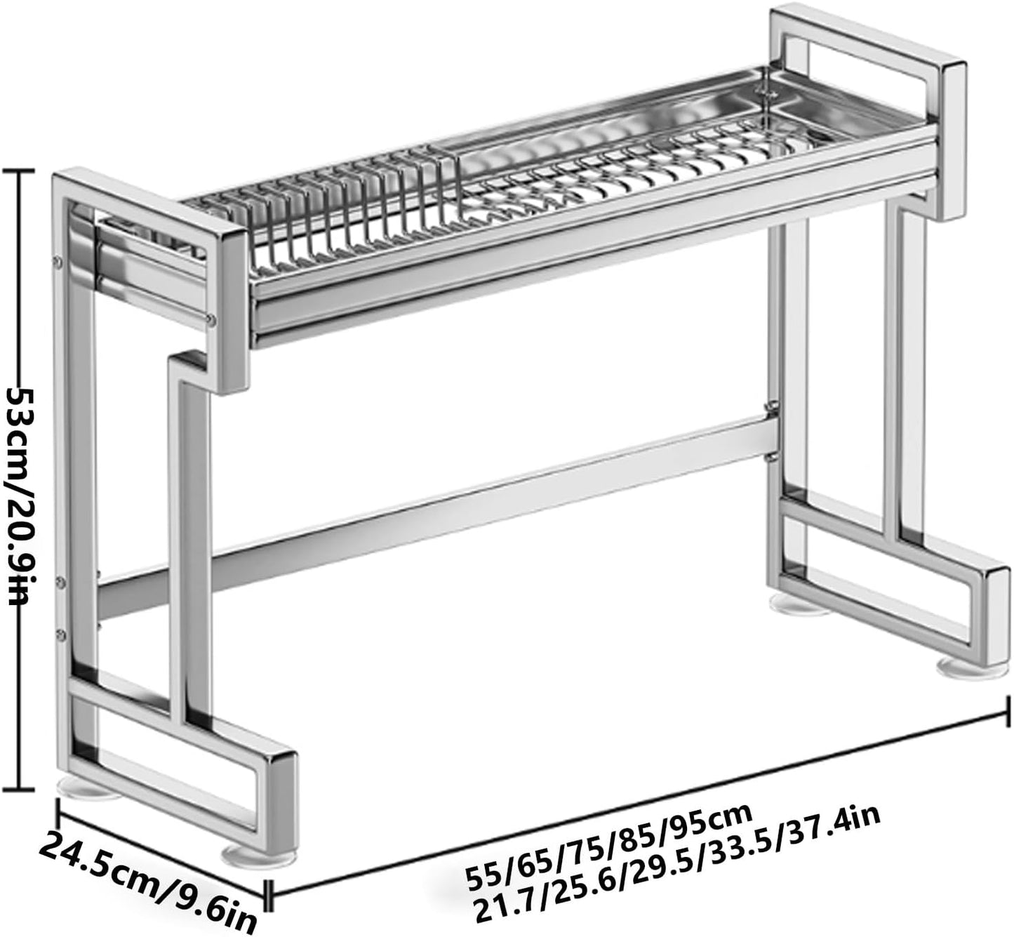 Kitchen Sink Rack Sink Above The Dish Drain Dish Washing Rack Stainless Steel Multifunctional Dish Storage Rack,Over The Sink Drying Rack for Dishes(1,85cm/33.5in)