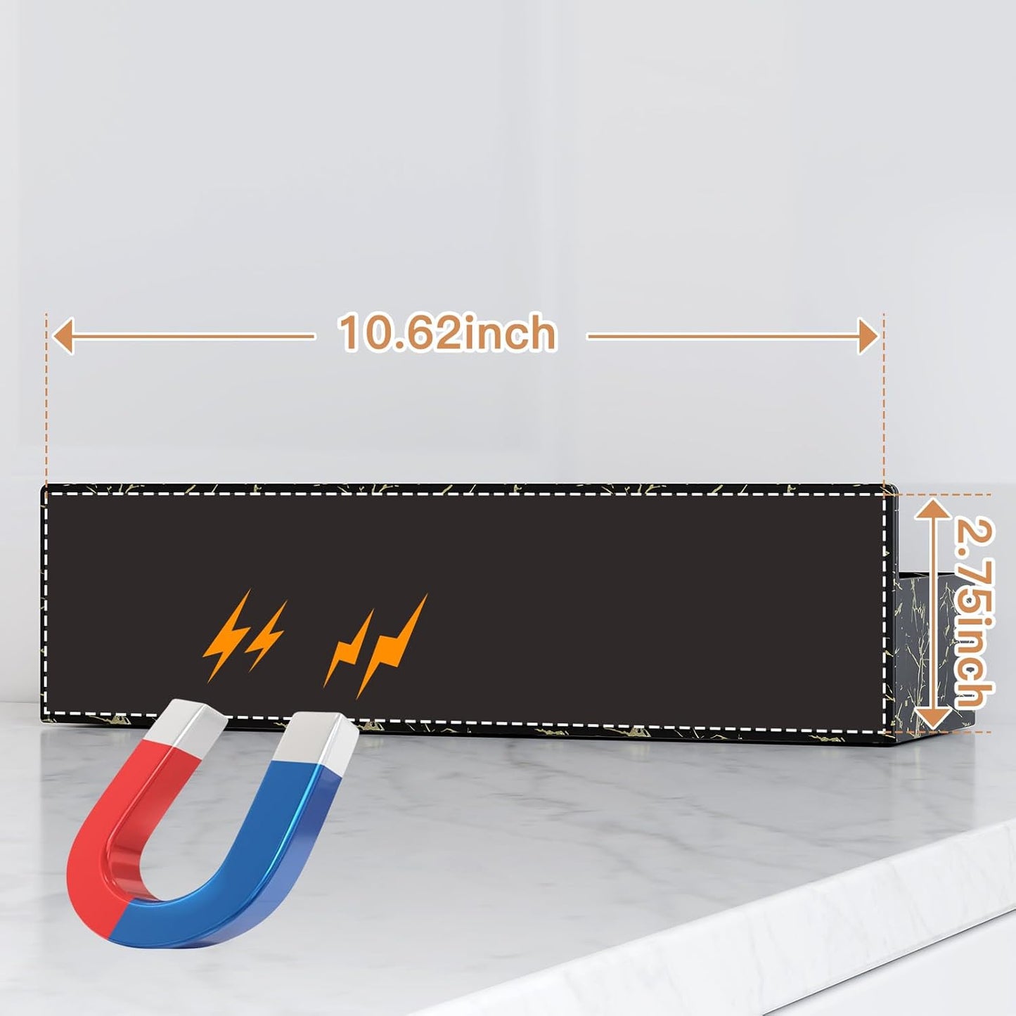 Magnetic Spice Rack for Refrigerator, Kitchen Organizer and Storage Shelf, Black Gold(4 Pack)