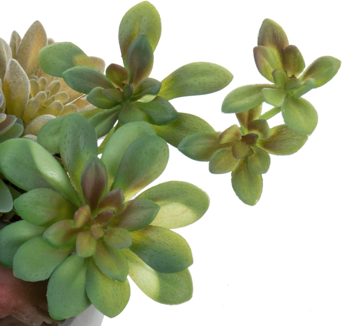 MyGift Assorted Indoor Fake Plants Artificial Succulent Arrangement in Round Gray Cement Planter Pot