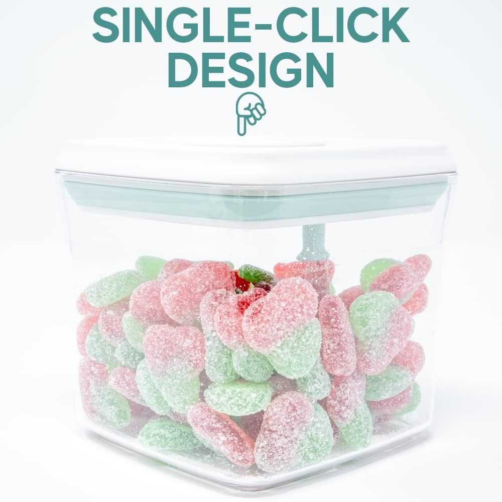 BopTop (4pc Set) Airtight Food Storage Container – Mechanical Silicone Seal Canister - BPA-Free Stackable - 1.3Qt/2.1Qt/2.8Qt/3.5Qt