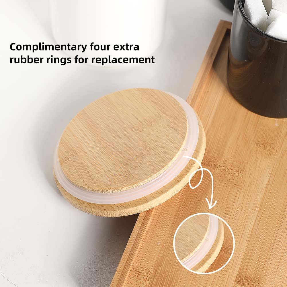 Sweejar Ceramic Canisters Set, Food Storage Jars with Airtight Seal Bamboo Lid, Stackable Containers for Kitchen Counter, Ground Coffee, Flour, Sugar, Cookie, Dog Treats, Candy, Pack of 4 (Jade)