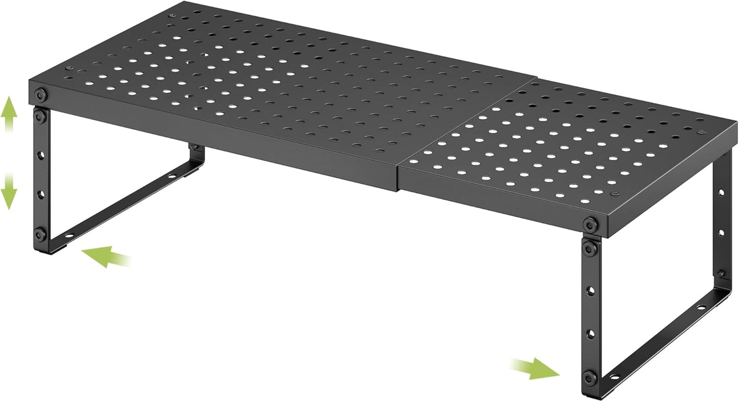 Expandable Cabinet Organizer Shelf With Adjustable Height, Stackable Kitchen Countertop Organizer Rack, Adjustable Shelf Riser For Kitchen Counter, Pantry, Cupboard, Desk, Tabletop