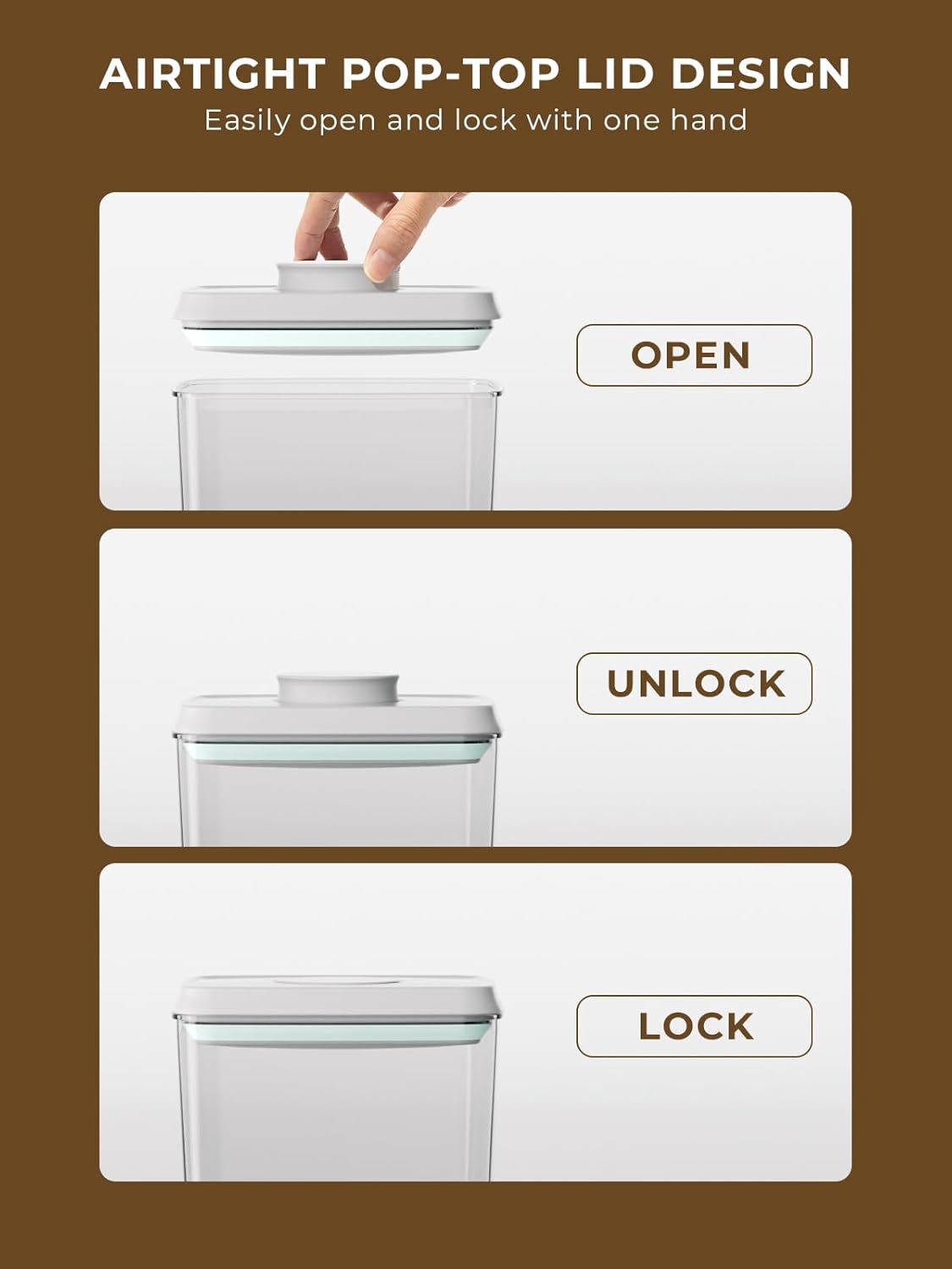 Pop Storage Set – 4 Pack Airtight Food-Grade Containers with Lids, BPA-Free, with Measurement Marks for Flour, Sugar, Pantry Organization