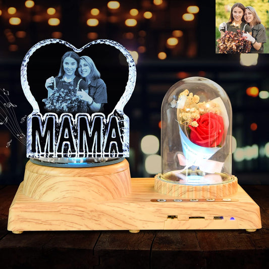 Mama Crystal Custom Picture-Personalized 3D Crystal Photo Frame, Birthday &, Wedding Gift, Mother's Day Gift for Mom, Wife and Daughter
