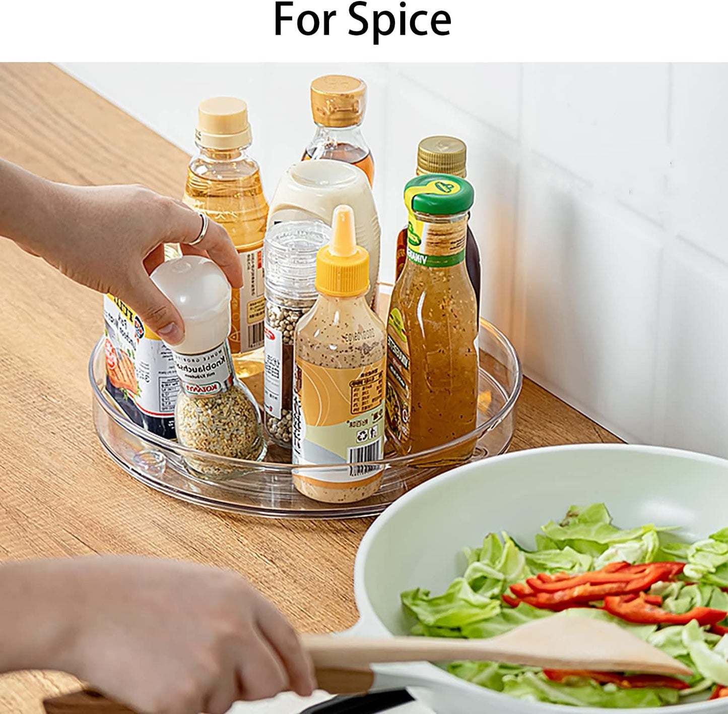 URALFA 9 Inch Lazy Susan Spice Rack Organizer, 360 Degree Rotating Round Lazy Susan Turntable for Cabinet, 2-Pack, Clear