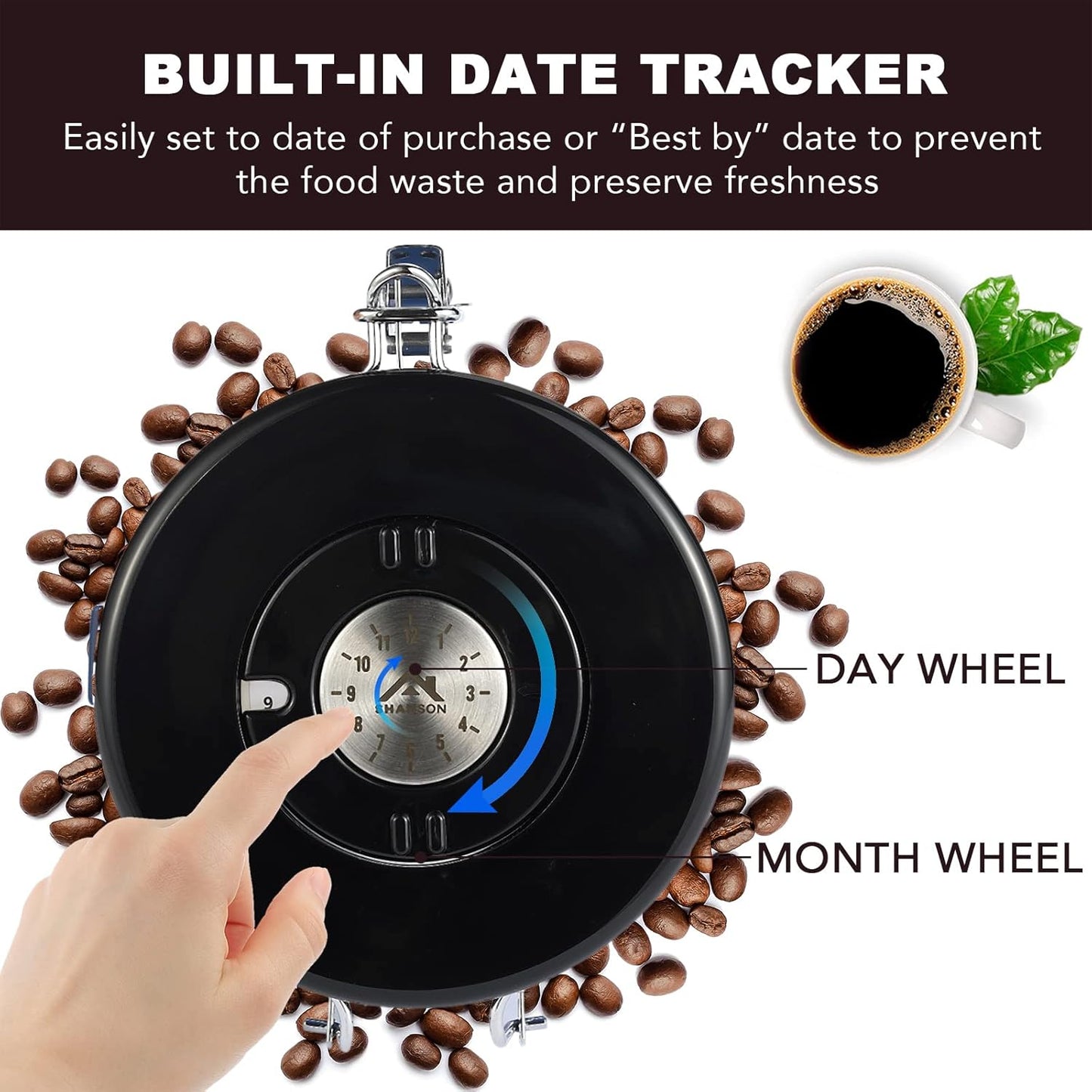 ShanSon Coffee Canister Airtight Coffee Container Stainless Steel Coffee Bean Storage Container with CO2 Release Valve and Scoop Coffee Canister for Beans,Grounds,Sugar,Flour,Tea,Cereal,22OZ,Blue