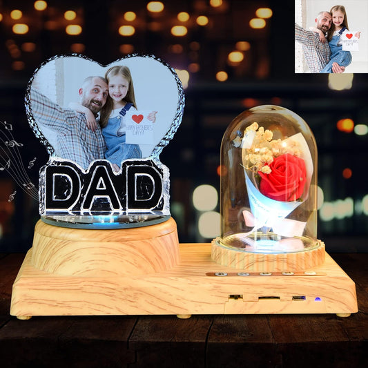 Dad Gift Unique Color Print Custom Photo Crystal Night Light Ornament for Dad Daddy Day Birthday Christmas Gift Atmosphere Light