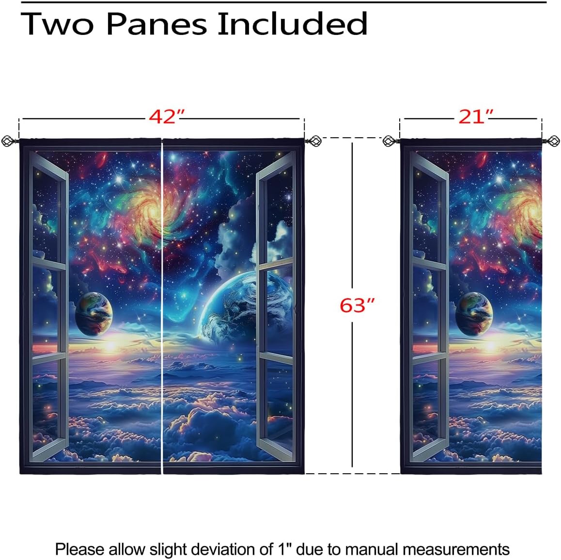 Space Galaxy Blackout Curtains for Girls Boys Kids Home Decor, Universe Nebula Galaxies Solar Planet Grommet Thermal Insulated Drapes Darkening Window Curtain for Bedroom Living Room, 42 x 63 Inch