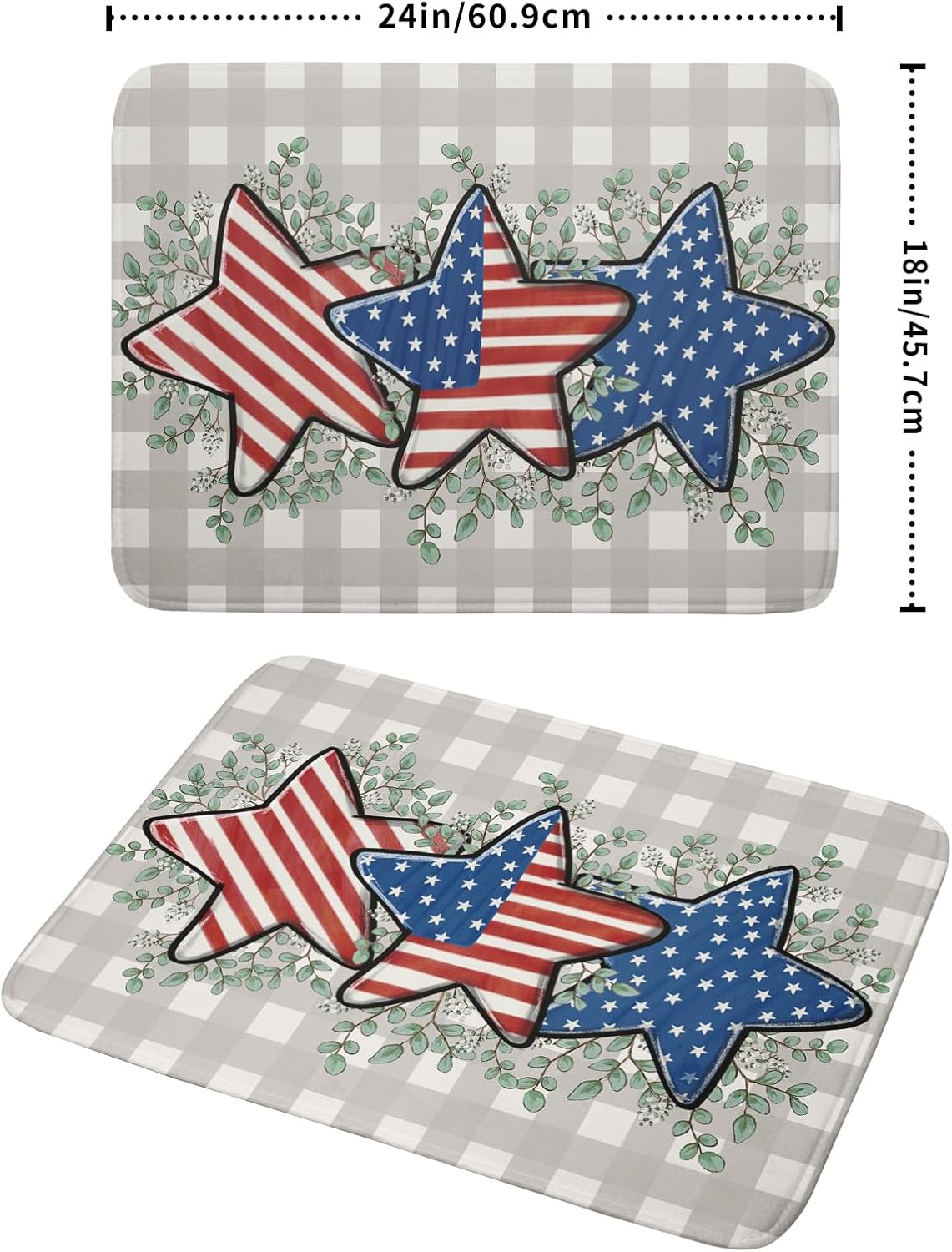 Patriotic Dish Drying Mat for Kitchen Counter Cute Stars 4th of July Holiday Absorbent Reversible Microfiber Kitchen Countertop Protector Dishes Pad Large 18x24 inch