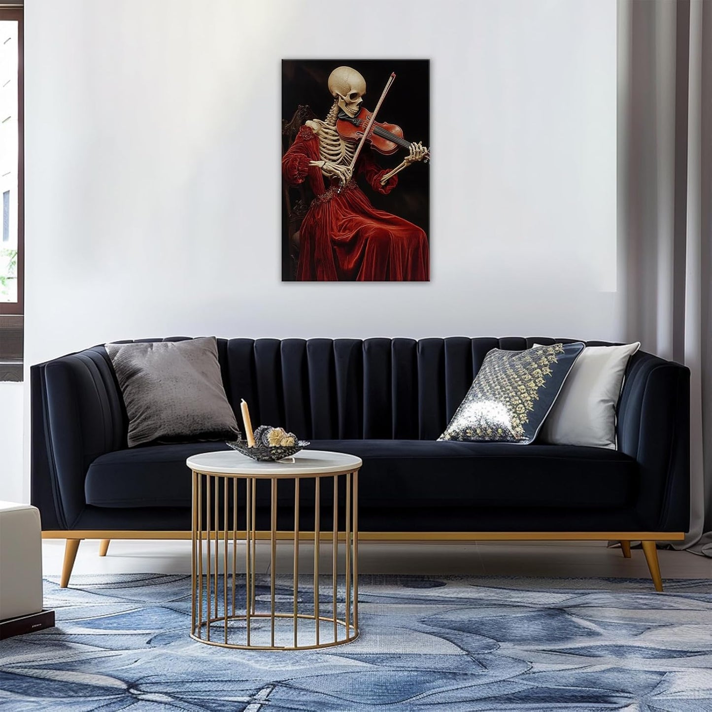 OAAPITI Gothic Skull Violinist Wall Art Macabre Musician Canvas Print Edgy Dark Art Vintage Halloween Decoration for Living Room Bedroom Home Wall Decor(Artwork-9,12"x18")