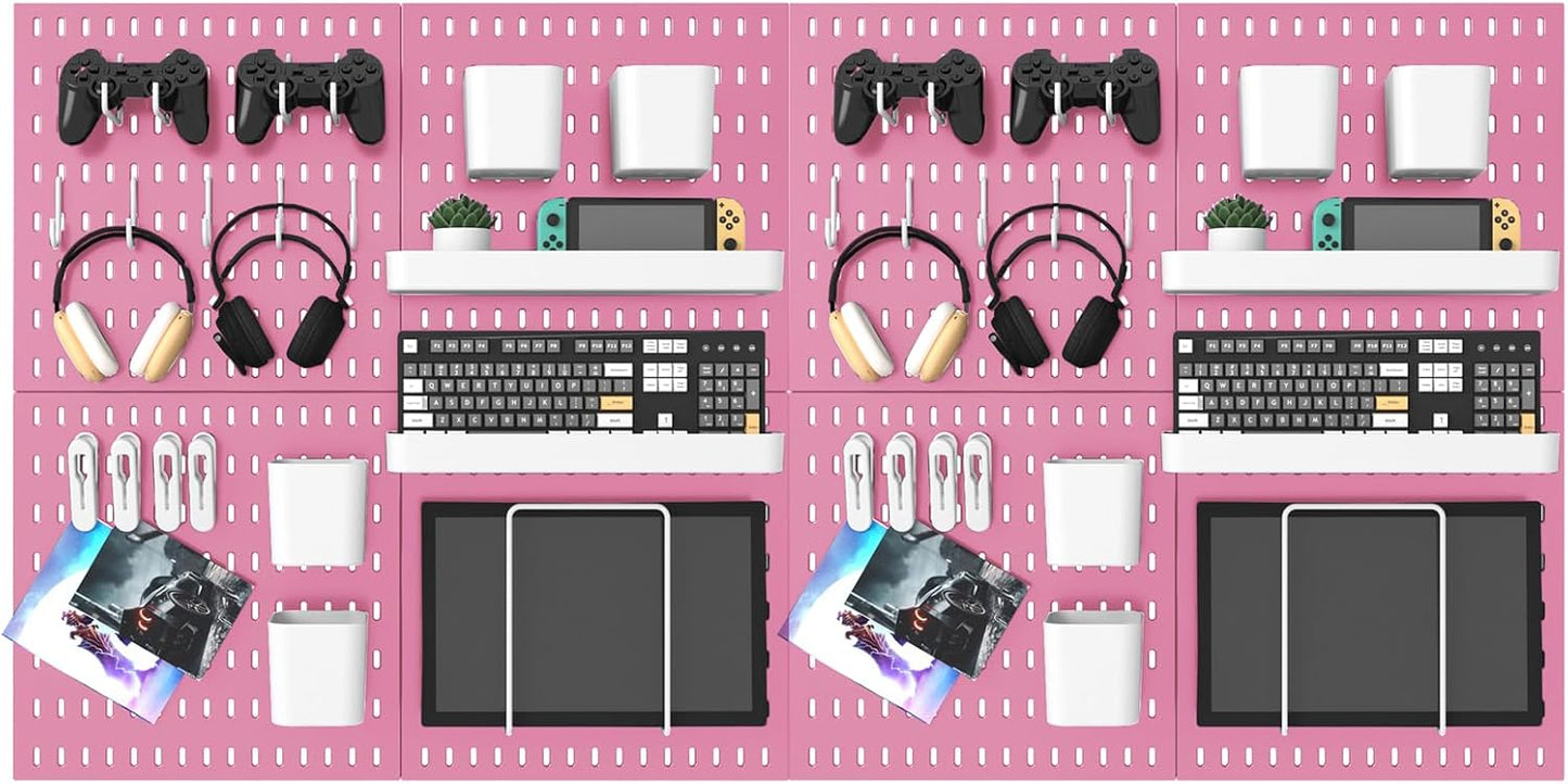 Pegboard Combination Kit, 25.2" x 50.4" Wall Mounted Storage Set with 8 Pegboards & 40 Accessories Hanging, Peg Boards Organizer