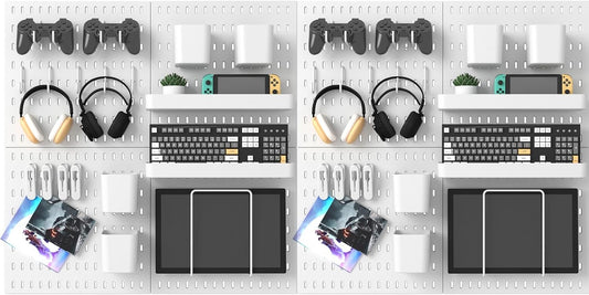 Pegboard Combination Kit, 25.2" x 50.4" Wall Mounted Storage Set with 8 Pegboards & 40 Accessories Hanging, Peg Boards Organizer