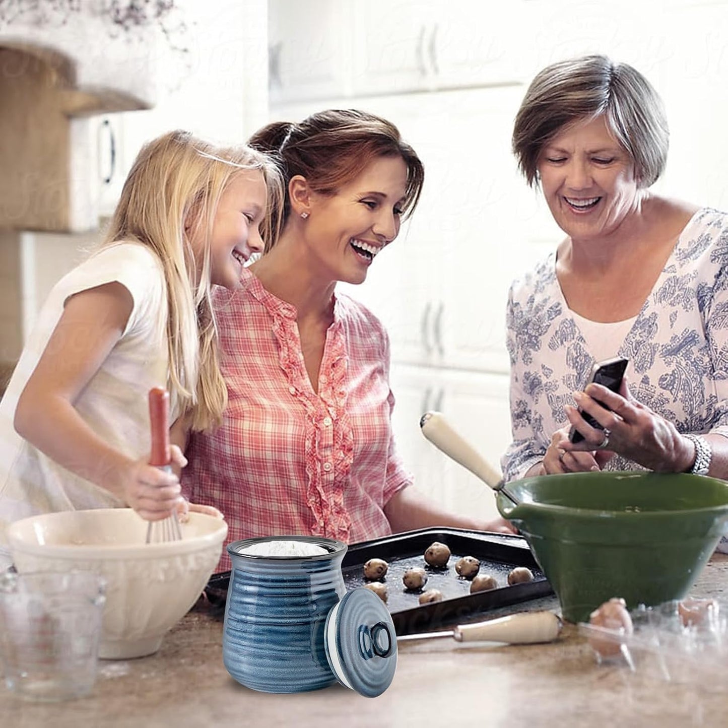 Hasense Ceramic Food Storage Jar with Airtight Seal Lid, 35 Ounce Kitchen Canister Container for Cookie, Ground Coffee, Pasta, Cereal, Flour, Sugar, Rice, Seasoning and Pet Treat, Navy