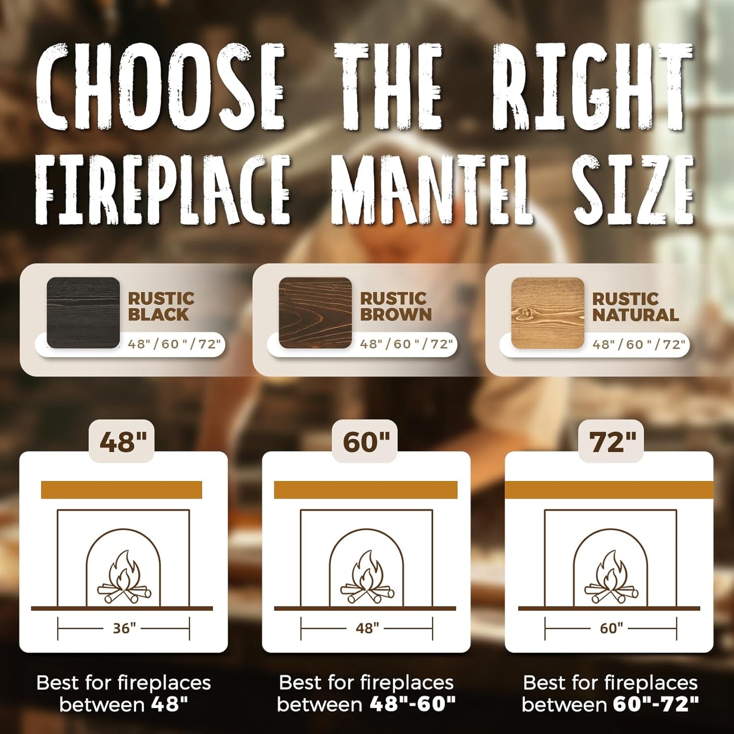 60x8x5 Fireplace Mantel - Handcrafted Hollow Rustic Solid Wood Wall Mounted Floating Shelf with Invisible Heavy Duty Wood Bracket (Weathered Brown)