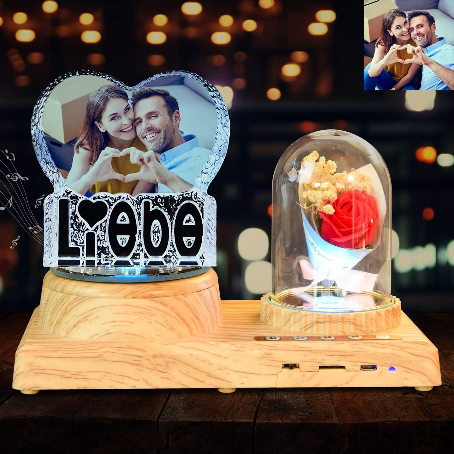 3D Crystal Photo, Valentine's Day Personalized Gift, Lover Photo with Laser Engraving, Color Printing Crystal, Custom Couple Gift - Liebe