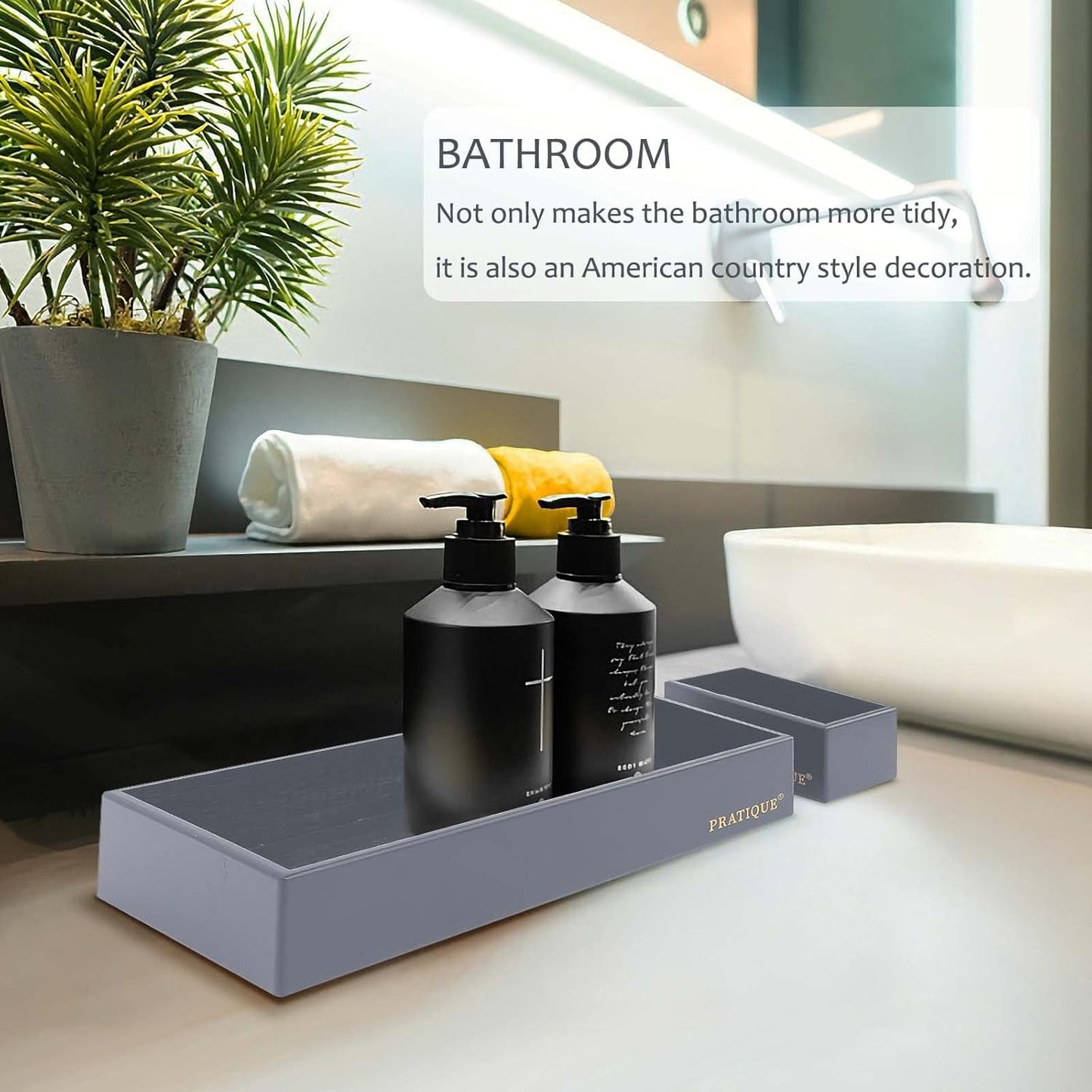 Bamboo Drawer Organizer - Kitchen Utensil Organizer Silverware Tray Cutlery Holder，Office Desk Supplies and Accessories,12 * 5.9 * 2.6,Grey