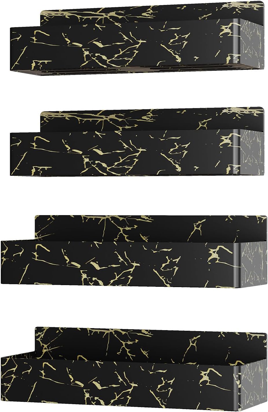 Magnetic Spice Rack for Refrigerator, Kitchen Organizer and Storage Shelf, Black Gold(4 Pack)