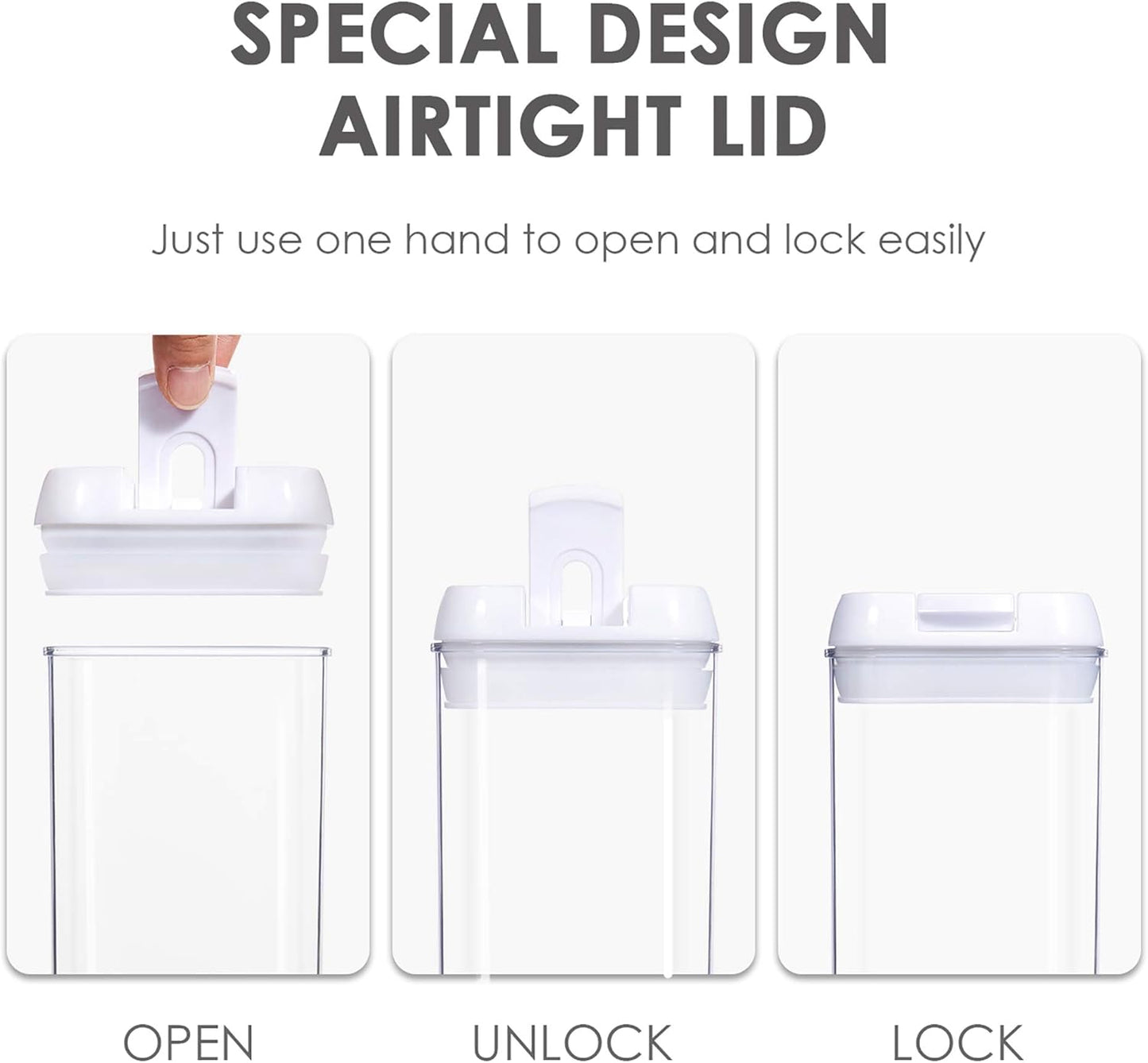 Vtopmart 6 PCS Airtight Food Storage Containers, BPA Free Plastic Snack Containers with Easy Lock Lids, for Kitchen Pantry Organization and Storage, Include 24 Labels, 0.8L