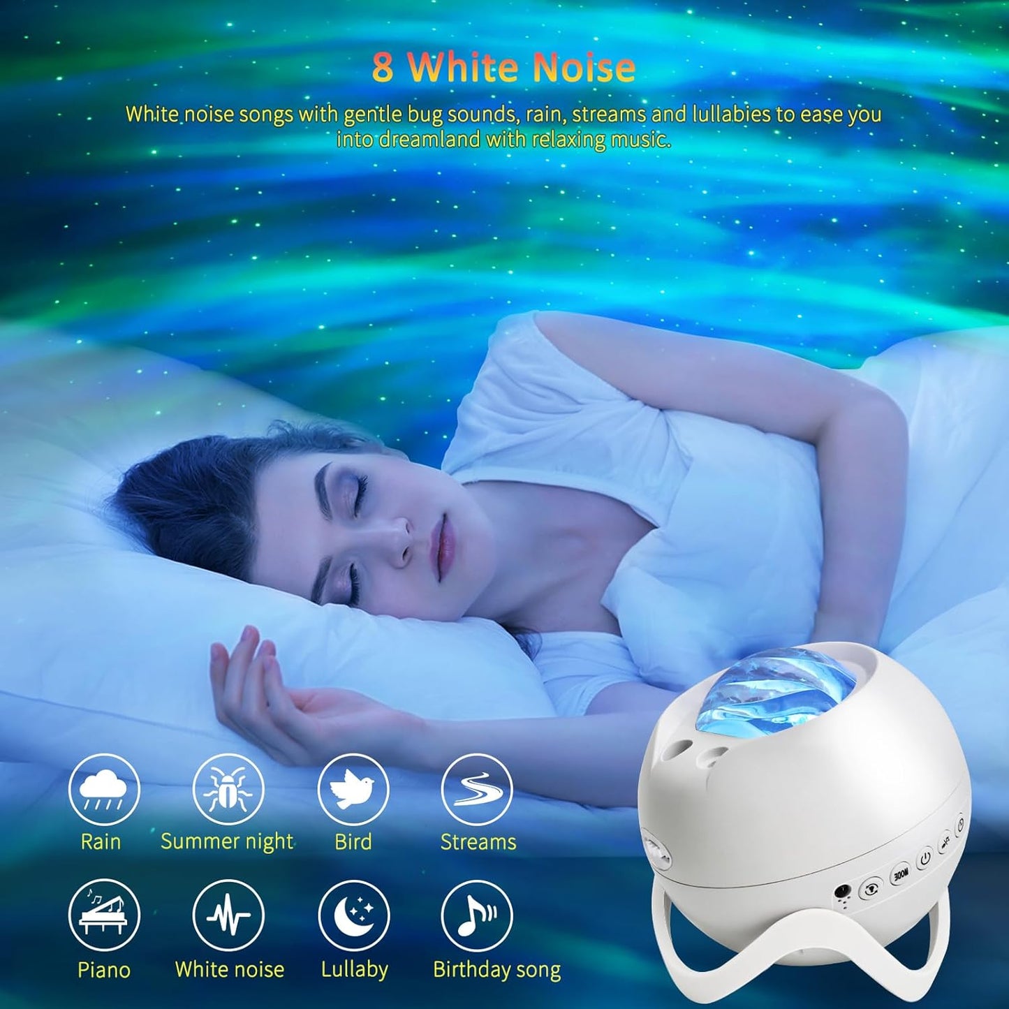 Galaxy Projector for Bedroom, Star Projector, White Noise with Bluetooth Speaker, Timer, Night Light,for Party, Living Room Decoration
