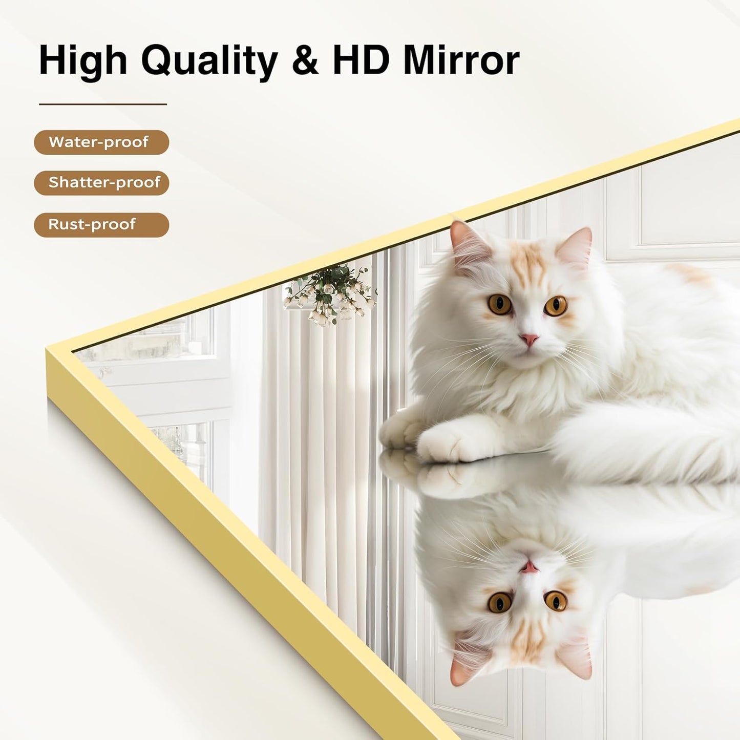 40x60inch Gold Bathroom Mirror, Gold Rectangle Mirror with Frame, Large Rectangular Wall Mirrors for Bathroom, Living Room, Hair Salon, Big Farmhouse Mirror Hang Horizontal/Vertical