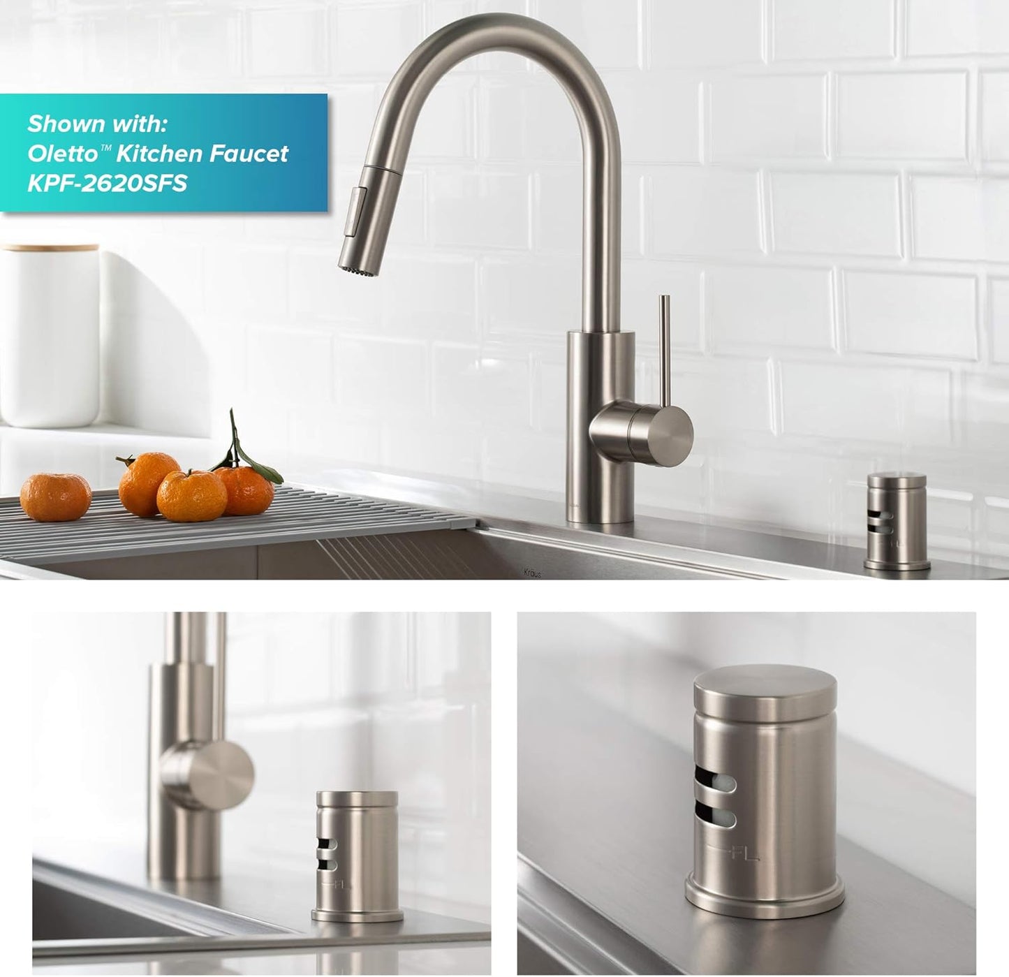 KRAUS Dishwasher Air Gap in Spot Free All-Brite™ Stainless Steel, KAG-1SFS