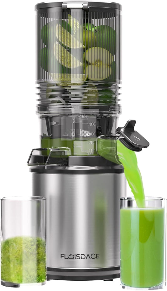 Cold Press Juicer – 6.5" Extra Large Feed Chute Fit Hands-Free Electric Masticating Juicer Machine, 350W Slow Masticating Juicer Machine for Whole Fruit and Vegetables – Easy Cleanup & Assembly