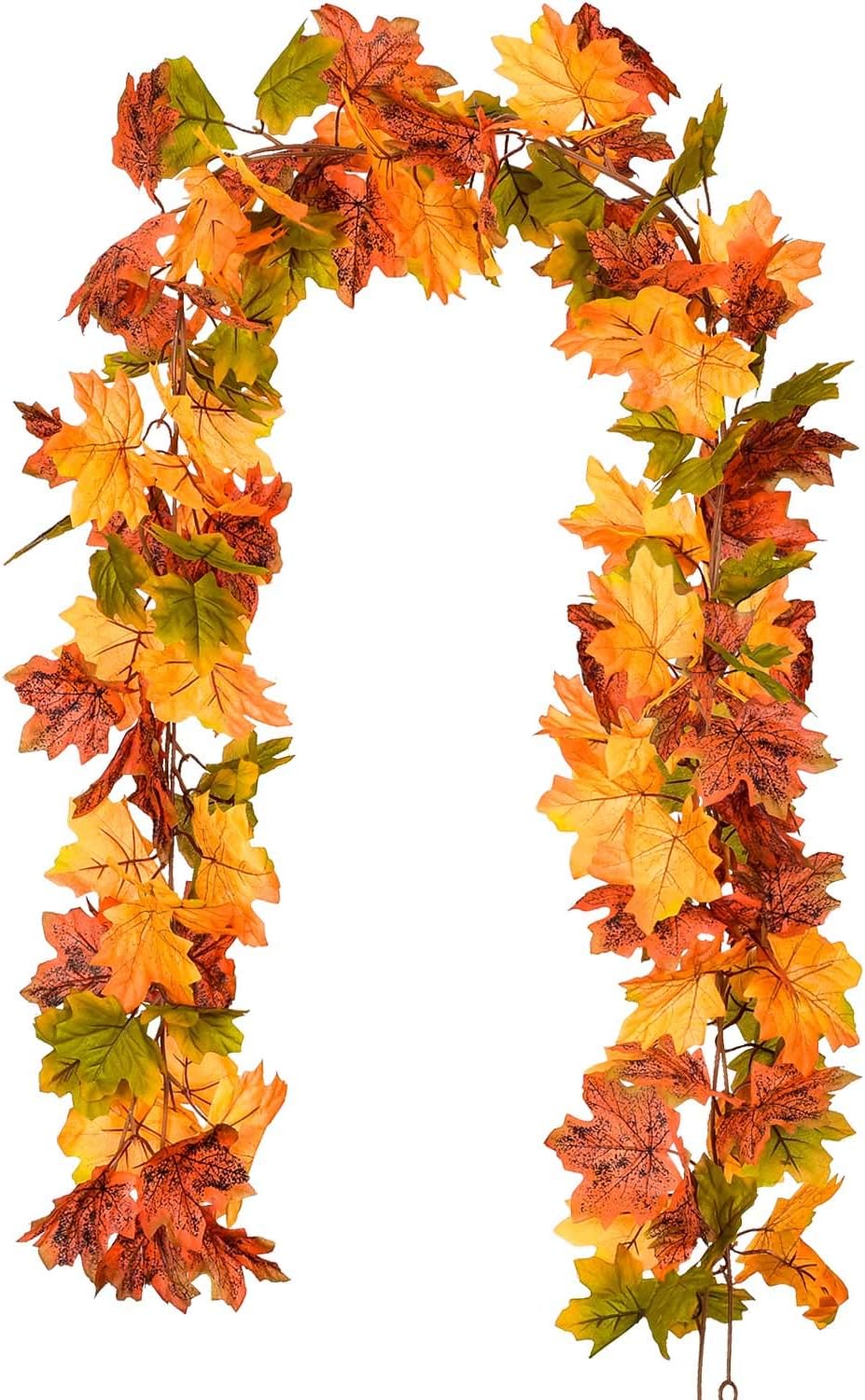 Lvydec 2 Pack Maple Leaves Fall Garland Clearance - 6ft/Strand Artificial Fall Foliage Garland Colorful Autumn Decoration for Home Wedding Party Thanksgiving